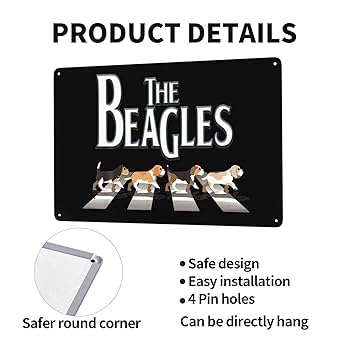 Amazon | ビーグル犬 犬柄 横断歩道 ブリキ看板 メタルプレート